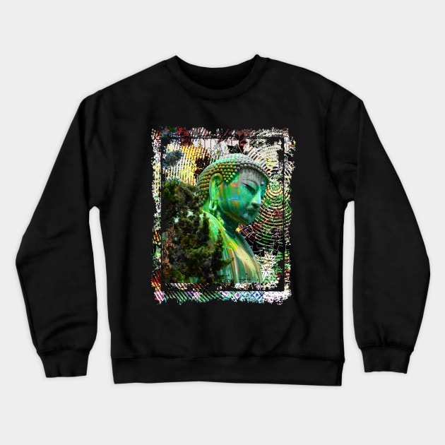 Japanese Buddha Statue Japan Kamakura Collage Art 71 Crewneck Sweatshirt by dvongart